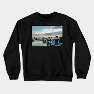 Boats moored up in Thurne Dyke Crewneck Sweatshirt